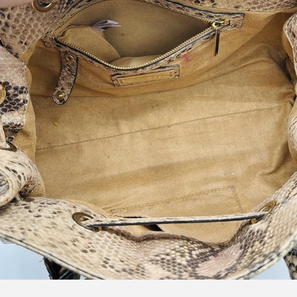 Jimmy Choo Rosalie Python-Embossed Handbag Tan Snake Print Satchel